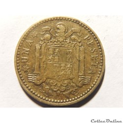 Espagne, 1 peseta de 1953, étoile 1963