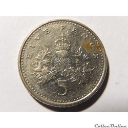 Royaume-Uni, 5 pence de 1991