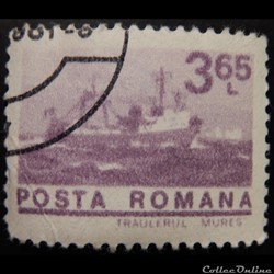 Roumanie 02777 navire Trawler Mures 3.65 Lei de 1974