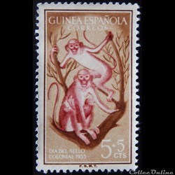 Guinée Espagnol 00371 singe Moustac 5+5cts de 1955