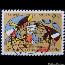 Suisse 01297 semaine de la fête de la musique Lucerne 90cts de 1988