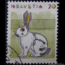 Suisse 01364 Lapin 70cts de 1991