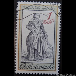 Tchécoslovaquie 02563 dame à col en dentelle par Jacques Callot 1 Kcs de 1983