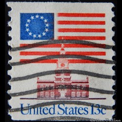 Etats Unis 01076Aa drapeau et hall de l'indépendance 13c de 1975