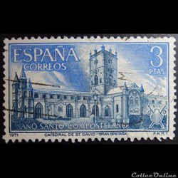 Espagne 01667 cathédrale St David, Pays de Galles 3Ptas de 1971