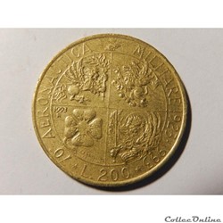 Italie, 200 lires 1993 70 ans de l'aviation militaire