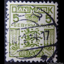 Danemark T0034 couronne et armoiries 5ore de 1934
