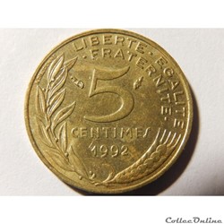 5 centimes Marianne 1992 4 plis