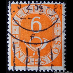 Allemagne RFA 00012 chiffre et cor postal 6pf de 1951