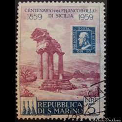 Saint-Marin 00476 timbre jubilé Sicilia 5L de 1959