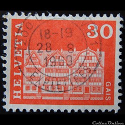Suisse 00819 maison villageoise carré, Gais 30cts de 1968