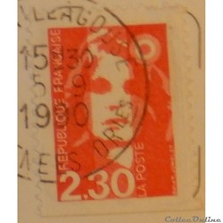 02629 Marianne de Briat 2F30 dentelure verticale rouge de 1990