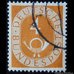 Allemagne RFA 00010 chiffre et cor postal 4pf de 1951