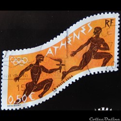03687 28èmes Jeux Olympiques - Athènes 2004 Relai antique et flamme olympique 0.50€
