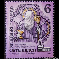 Autriche 01937 Saint Benoît de Nursie, (vitrail) 6S de 1993