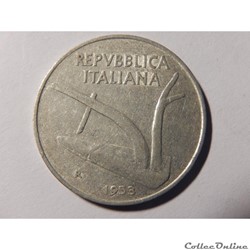 Italie, 10 lires 1953