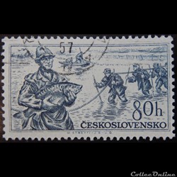 Tchécoslovaquie 00873 pêcheur 80 h de 1956