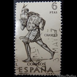 Espagne 01412 Coureur postal inca 6Ptas de 1966