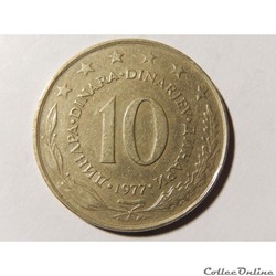Yougoslavie, 10 dinara de 1977