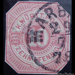 Allemagne Württemberg 00046 chiffre 10pf de 1875