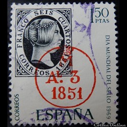 Espagne 01573 journée mondiale du timbre 1.50Ptas de 1969