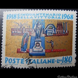 Italie 01027 victoire à la 1ère guerre mondiale 180 lires de 1968