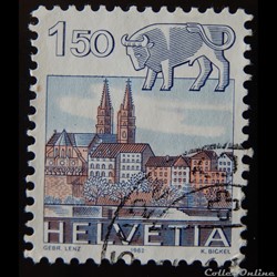 Suisse 01159 taureau et cathédrale de Bale 1.5F de 1982