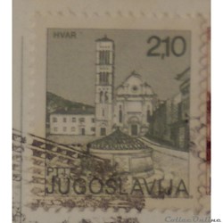 Yougoslavie 01485 fontaine et catrhédrale de Hvar 2.10 Din de 1975