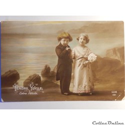 CPA "Tendre ydylle" couple d'enfants