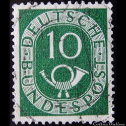 Allemagne RFA 00014 chiffre et cor postal 10pf de 1951