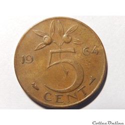 Pays-Bas, 5 cent de 1964