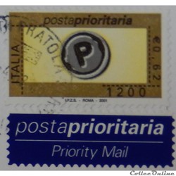 Italie 02483 courrier prioritaire 1200L, 0.62€ de 2001