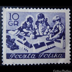 Pologne 00736 enfants qui jouent 10Gr de 1953
