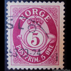 Norvège 00092 chiffre 5ore de 1921