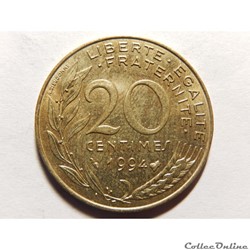 20 centimes Marianne 1994 "abeille"