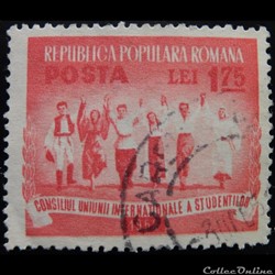Roumanie 01228 étudiants à la danse folklorique 1.75 lei de 1952