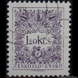 Tchécoslovaquie T0086 nouveau dessin numérique 1.20 Kcs de 1954