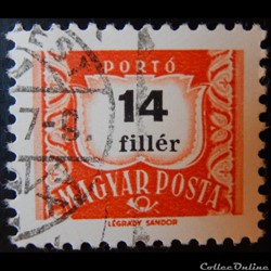 Hongrie T0221B chiffre 14f de 1965