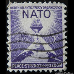 Etats Unis 00559 troche de la liberté et du globe 3c de 1952