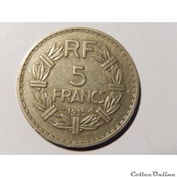 5 Francs Lavrillier nickel 1935