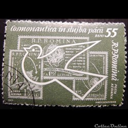 Roumanie PA0163 Colombe et timbres de l'espace 1959 55 bani de 1962