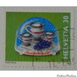 Suisse 01649 boule à neige pichets et grappe de raisin 30cts de 2000