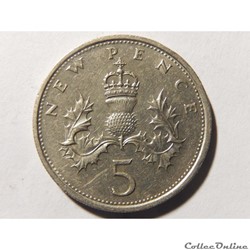 Royaume-Uni, 5 new pence de 1980
