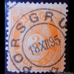 Norvège 00037 chiffre 3ore de 1889