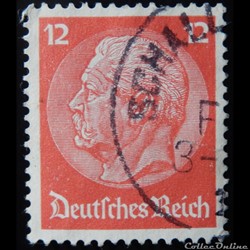 Allemagne Reich 00490 président Paul Von Hindenburg 12pf de 1934