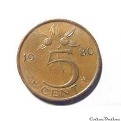 Pays-Bas, 5 cent de 1980