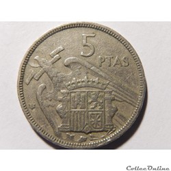 Espagne, 5 pesetas de 1957