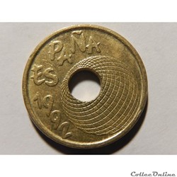 Espagne, 25 pesetas de 1992