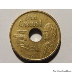 Espagne, 25 pesetas de 1991