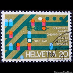 Suisse 00896 125 ans des chemins de Fer Suisse 20cts de 1972
